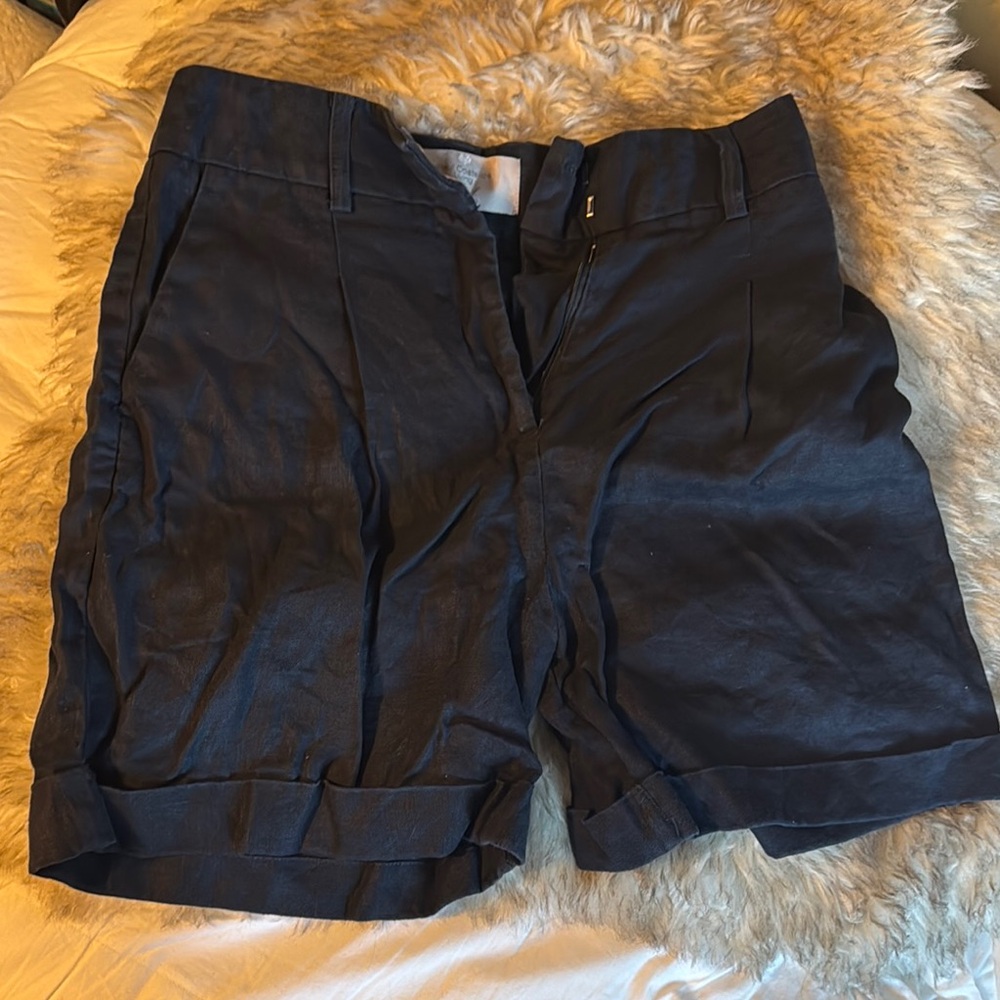 Blue Bermuda Shorts with Relaxed Fit and Folded Cuffs